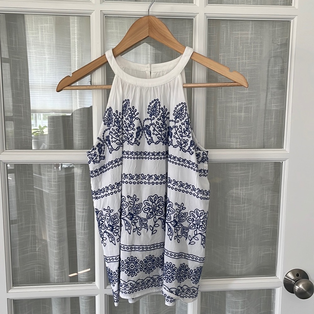 Blue and White LOFT floral tank - XS